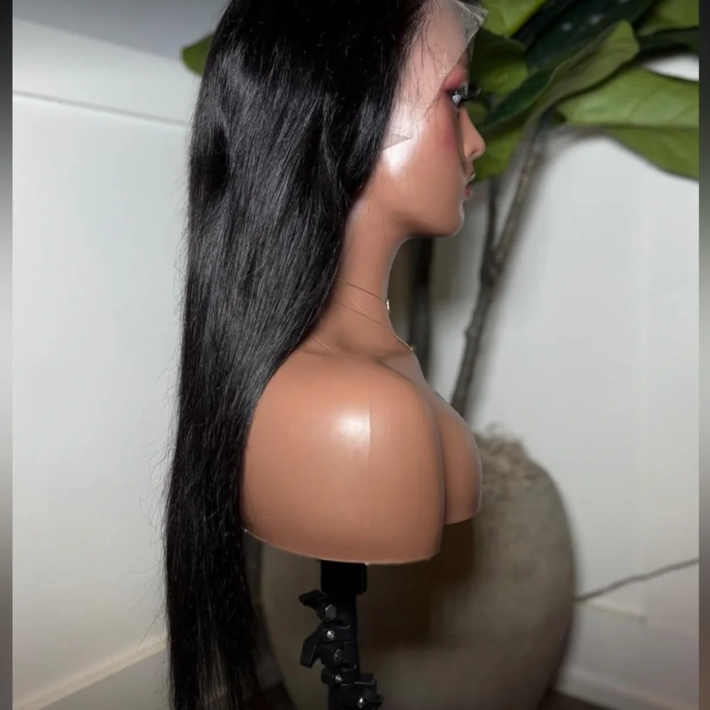 - 💫 24” HUMAN HAIR BLACK STRAIGHT LACE FRONT WIG - Picture 2 of 5